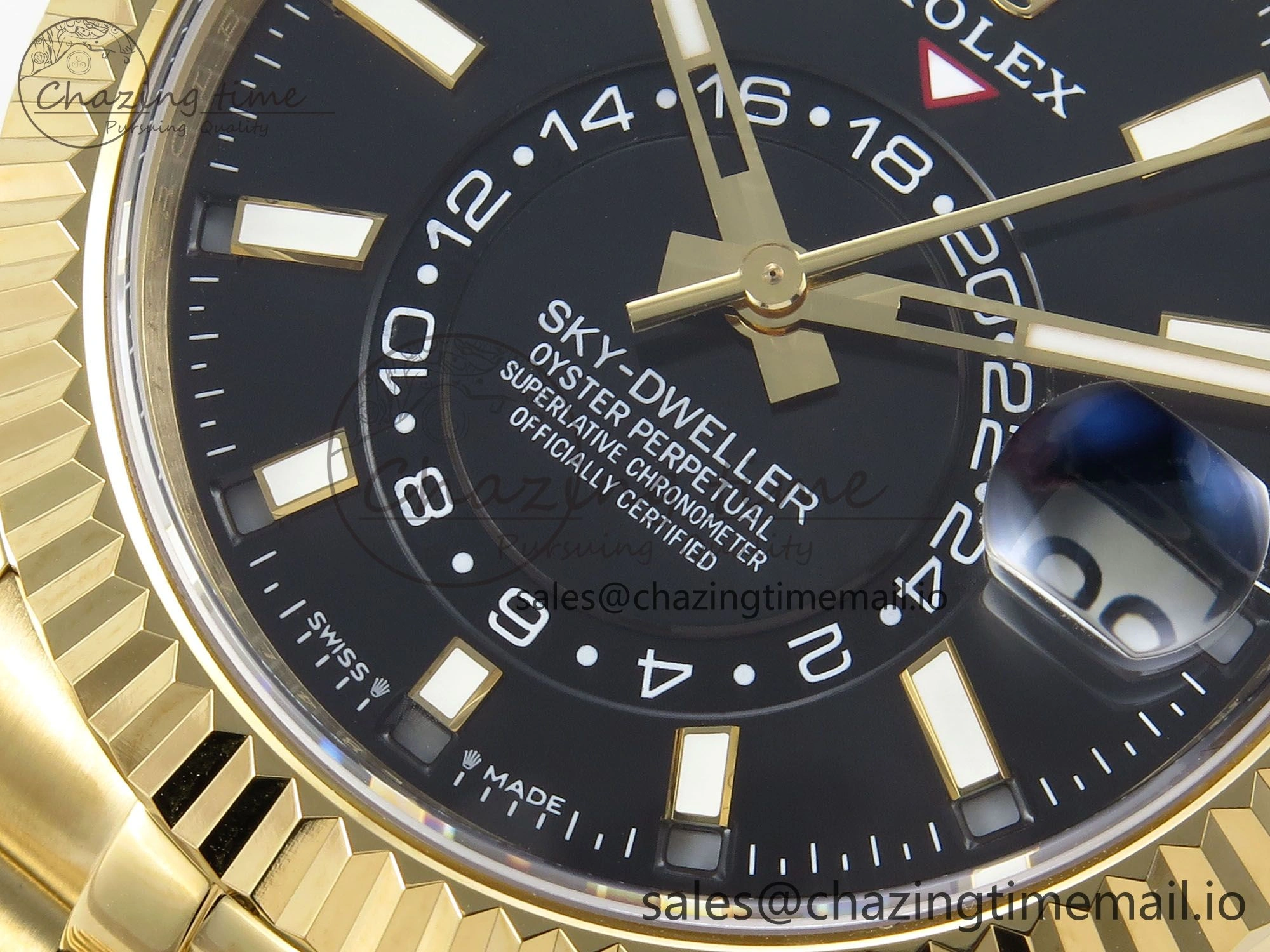 Comfortable Sky-Dweller YG Noob Best Edition Black Dial on YG Jubilee Bracelet A23J 1185