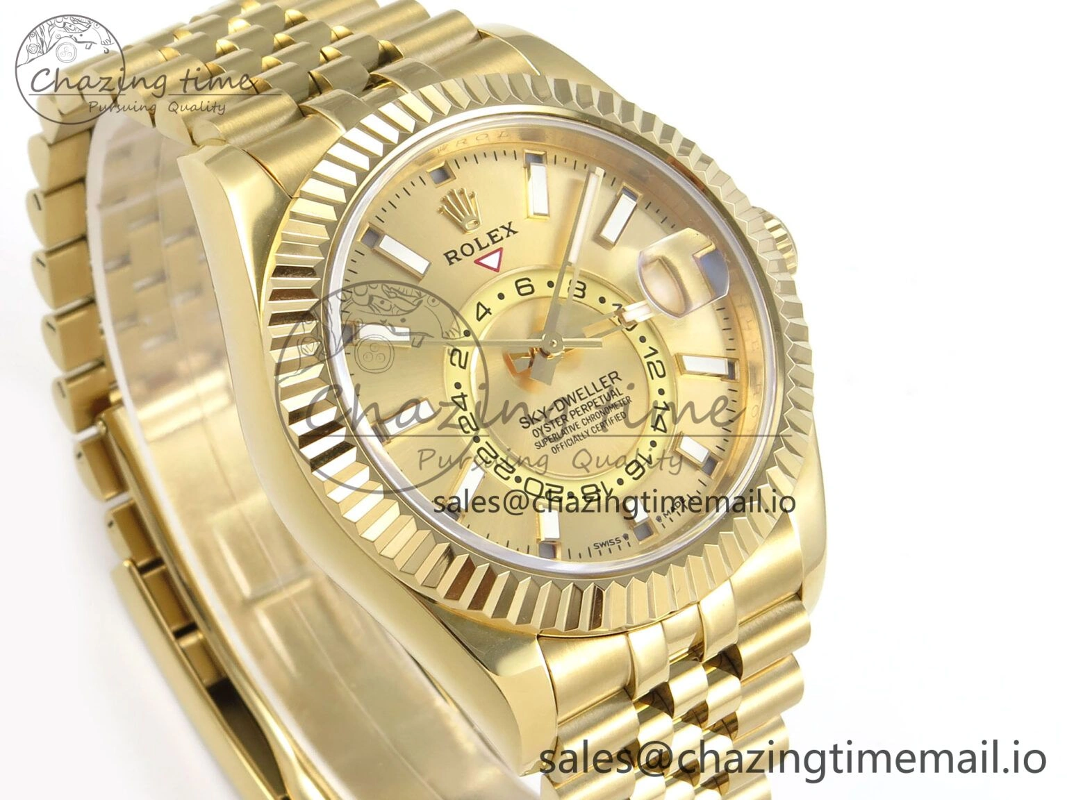 Sky-Dweller YG Noob Best Edition Gold Dial on YG Jubilee Bracelet A23J Soft 1184