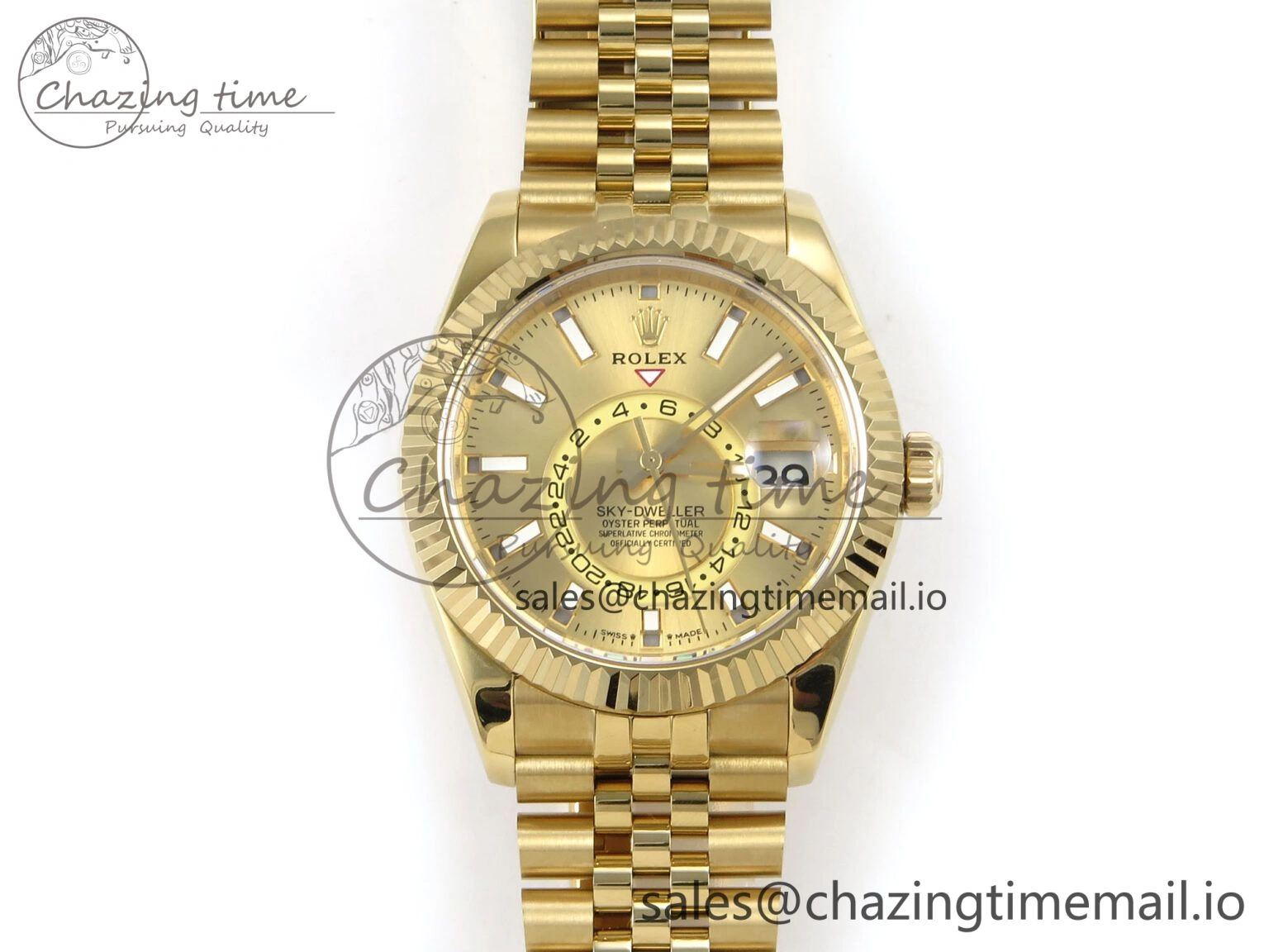 Sky-Dweller YG Noob Best Edition Gold Dial on YG Jubilee Bracelet A23J Soft 1184