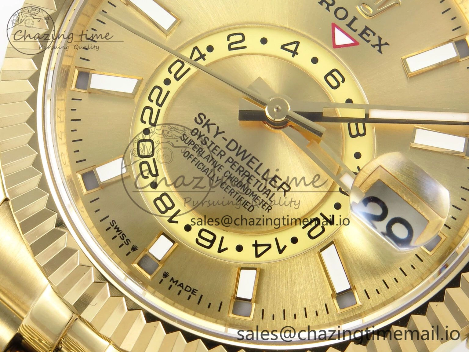 Sky-Dweller YG Noob Best Edition Gold Dial on YG Jubilee Bracelet A23J Soft 1184