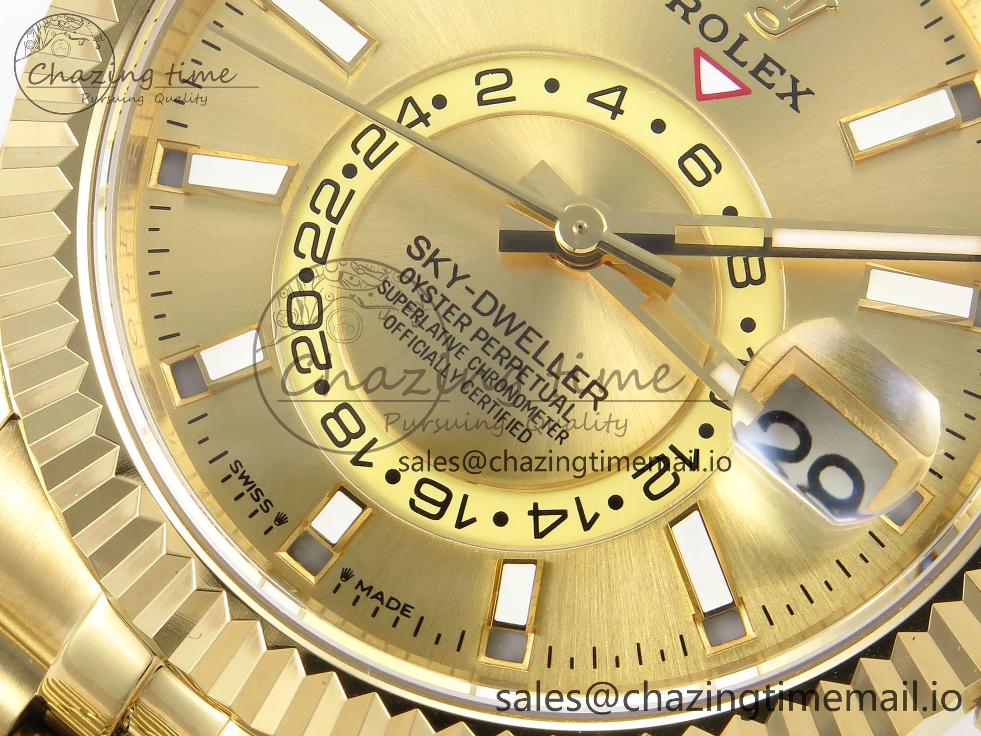 Sky-Dweller YG Noob Best Edition Gold Dial on YG Jubilee Bracelet A23J Soft 1184