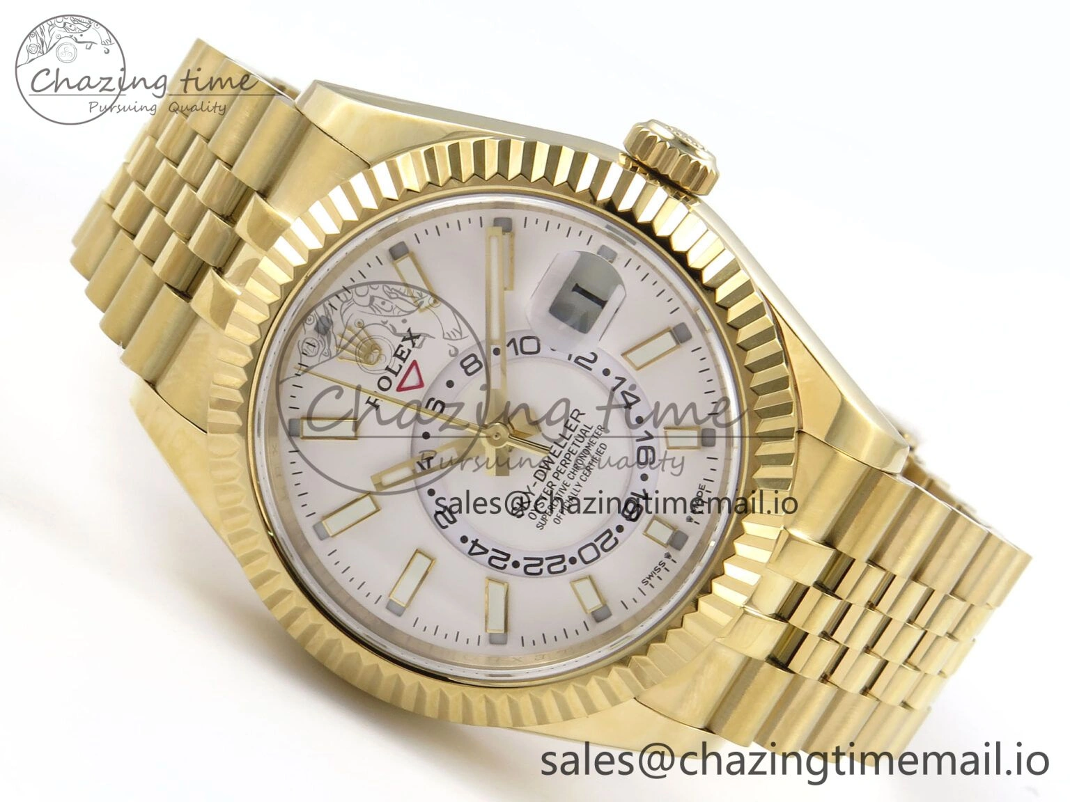 FreshLook Sky-Dweller YG Noob Best Edition White Dial on YG Jubilee Bracelet A23J 1182