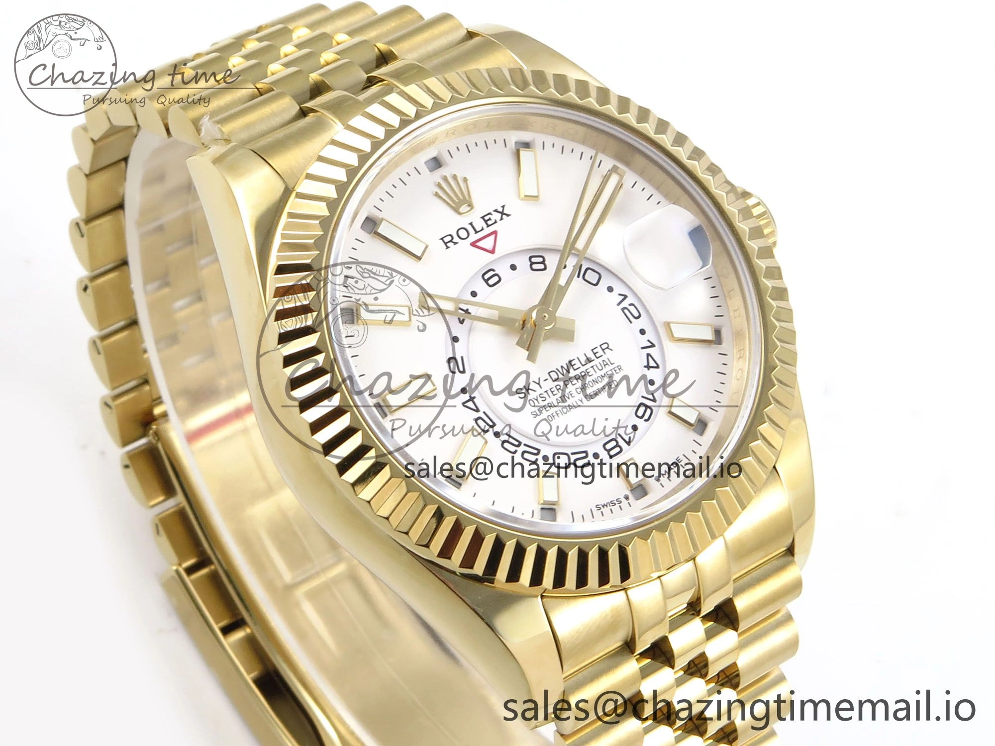 FreshLook Sky-Dweller YG Noob Best Edition White Dial on YG Jubilee Bracelet A23J 1182