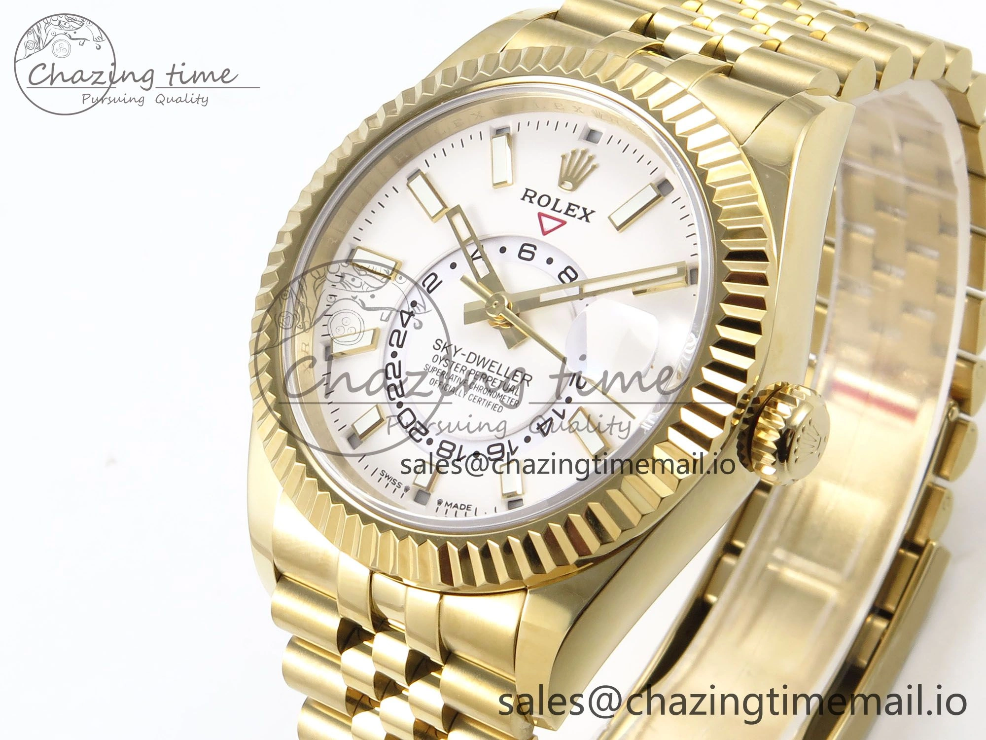 FreshLook Sky-Dweller YG Noob Best Edition White Dial on YG Jubilee Bracelet A23J 1182