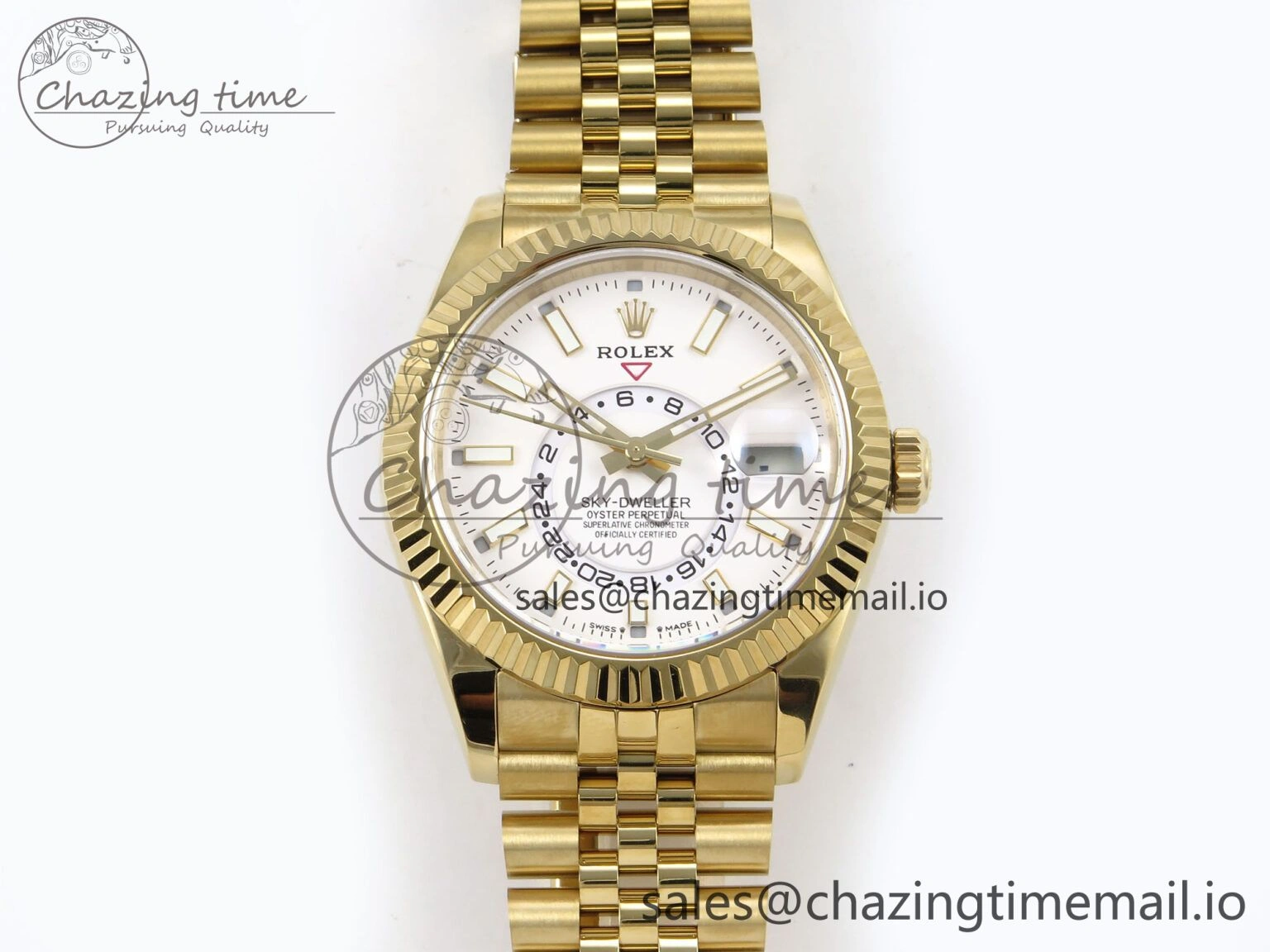 FreshLook Sky-Dweller YG Noob Best Edition White Dial on YG Jubilee Bracelet A23J 1182