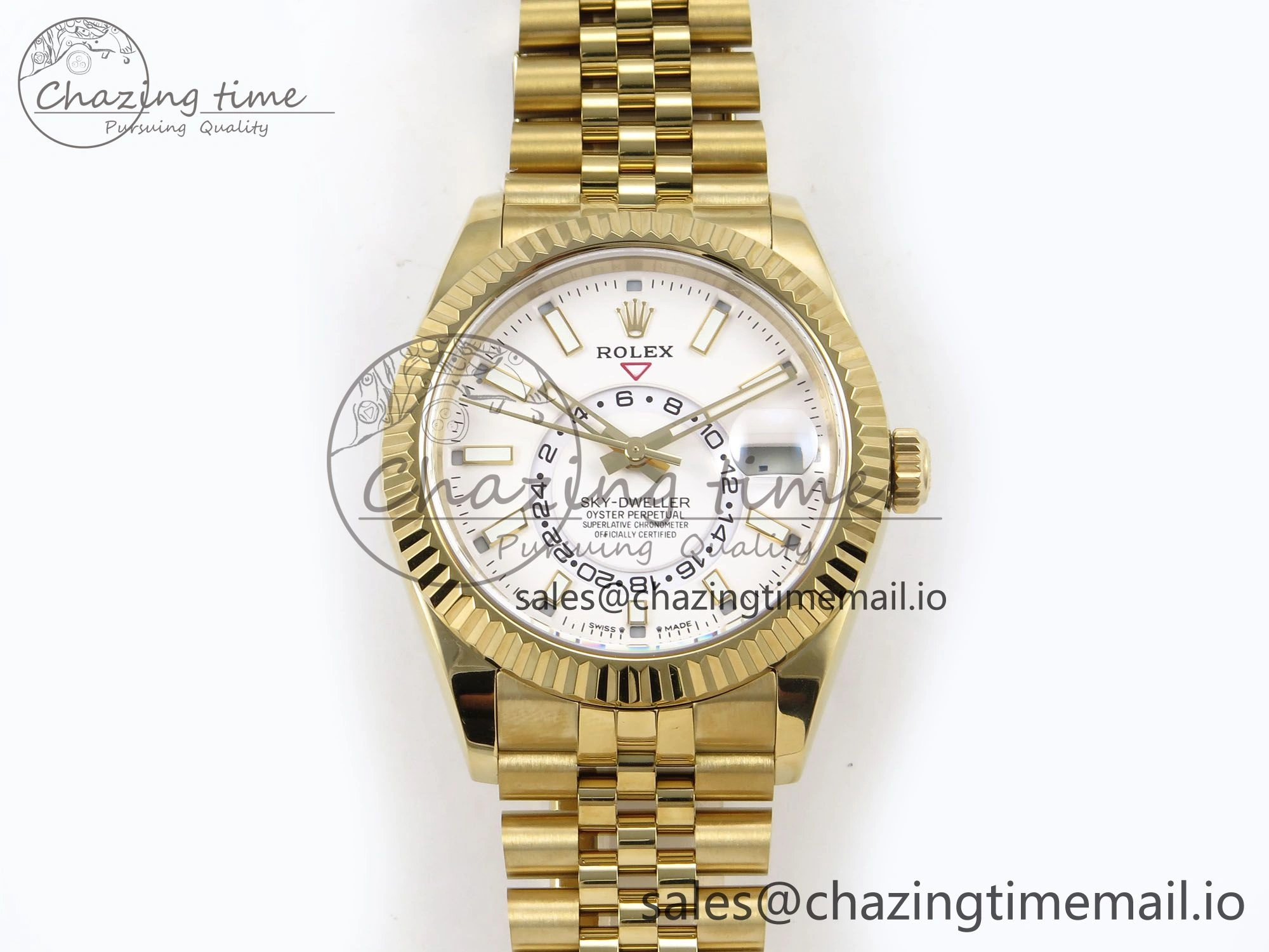 FreshLook Sky-Dweller YG Noob Best Edition White Dial on YG Jubilee Bracelet A23J 1182