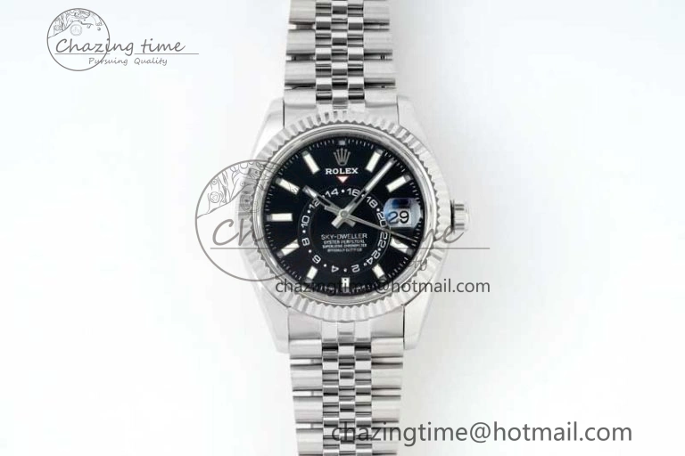 Skydweller SS Noob Best Edition Black Dial on SS Jubilee Bracelet A23J Chic 2294