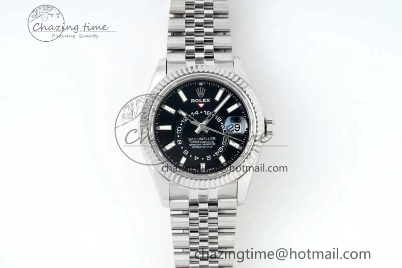 Skydweller SS Noob Best Edition Black Dial on SS Jubilee Bracelet A23J Chic 2294