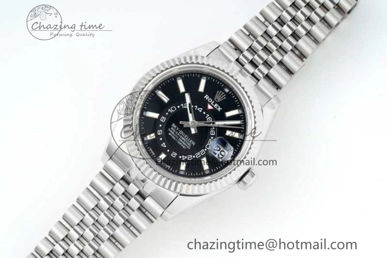 Skydweller SS Noob Best Edition Black Dial on SS Jubilee Bracelet A23J Chic 2294