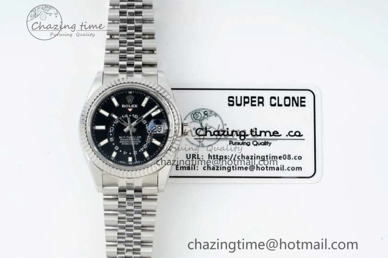 Skydweller SS Noob Best Edition Black Dial on SS Jubilee Bracelet A23J Chic 2294