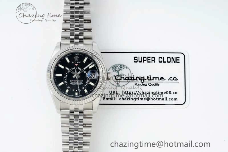 Skydweller SS Noob Best Edition Black Dial on SS Jubilee Bracelet A23J Chic 2294