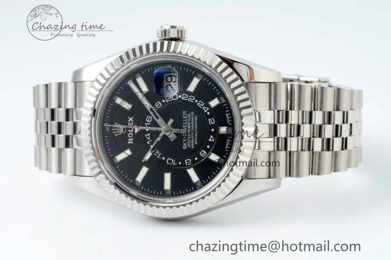 Skydweller SS Noob Best Edition Black Dial on SS Jubilee Bracelet A23J Chic 2294