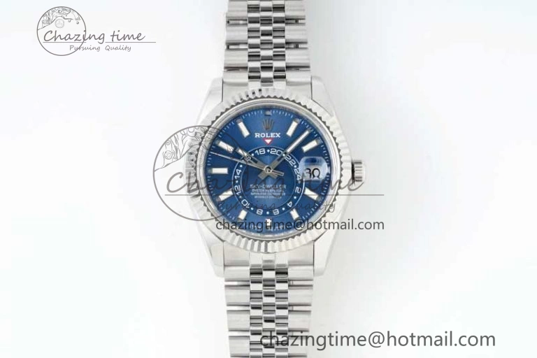WaterResistant Skydweller SS Noob Best Edition Blue Dial on SS Jubilee Bracelet A23J 2291