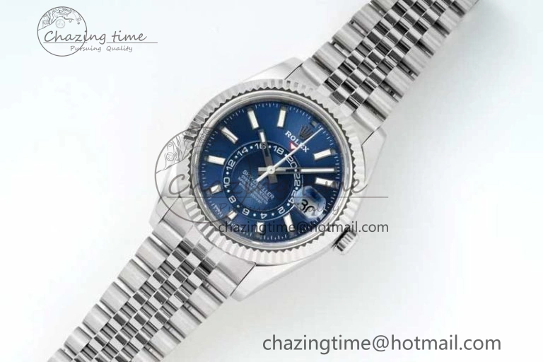 WaterResistant Skydweller SS Noob Best Edition Blue Dial on SS Jubilee Bracelet A23J 2291