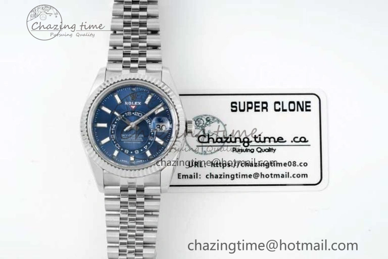 WaterResistant Skydweller SS Noob Best Edition Blue Dial on SS Jubilee Bracelet A23J 2291