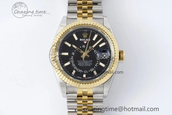 Skydweller SS YG Noob Best Edition Black Dial on SS YG Jubilee Bracelet A23J Comfortable 2122