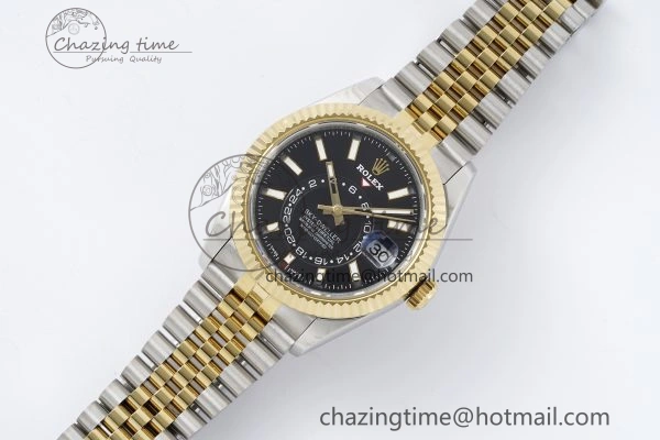 Skydweller SS YG Noob Best Edition Black Dial on SS YG Jubilee Bracelet A23J Comfortable 2122