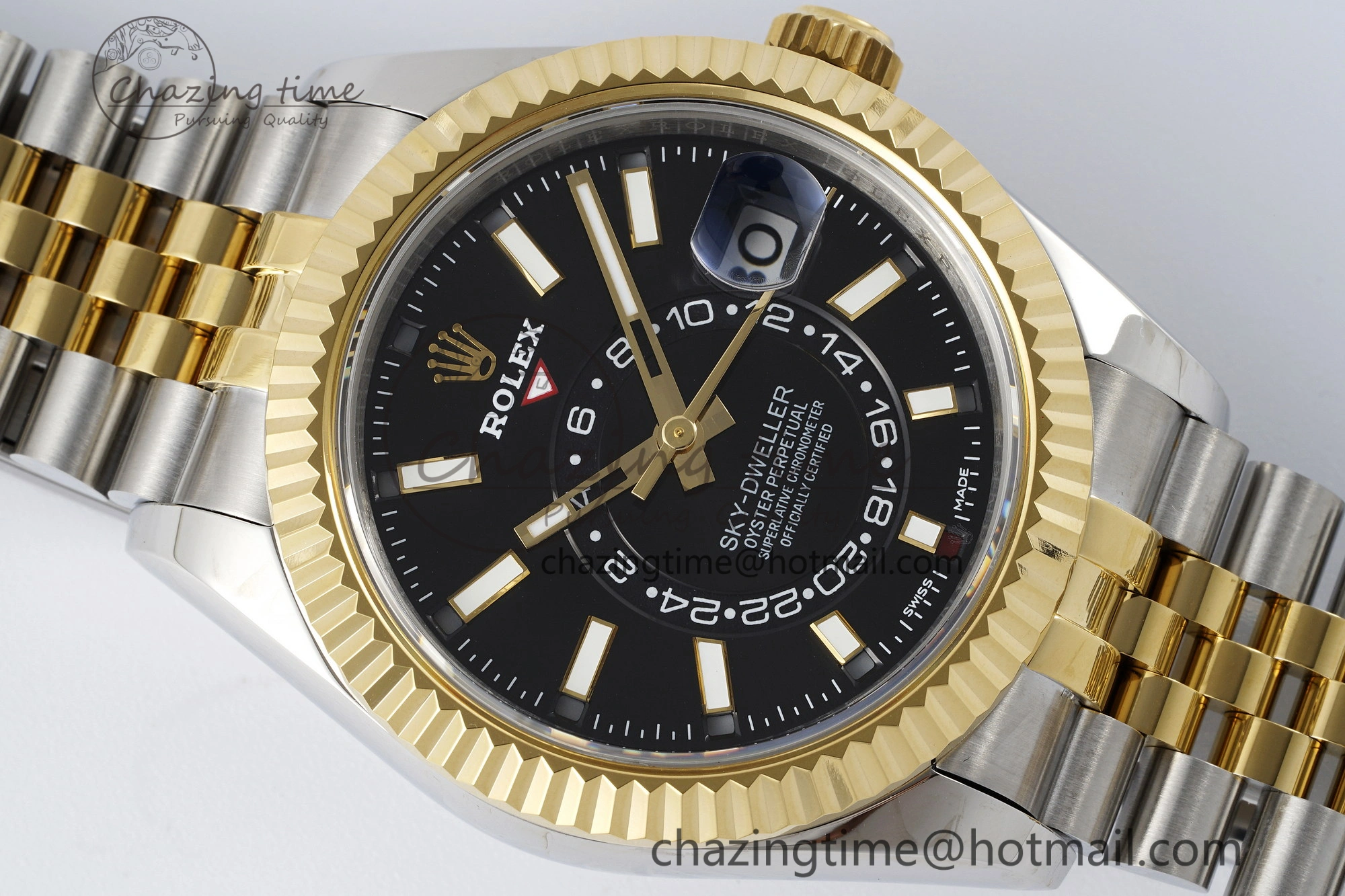 Skydweller SS YG Noob Best Edition Black Dial on SS YG Jubilee Bracelet A23J Comfortable 2122