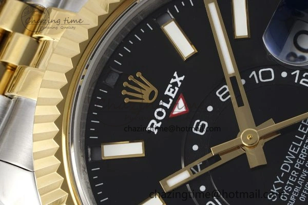 Skydweller SS YG Noob Best Edition Black Dial on SS YG Jubilee Bracelet A23J Comfortable 2122