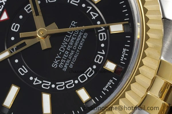 Skydweller SS YG Noob Best Edition Black Dial on SS YG Jubilee Bracelet A23J Comfortable 2122