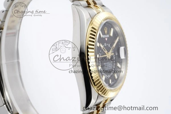 Skydweller SS YG Noob Best Edition Black Dial on SS YG Jubilee Bracelet A23J Comfortable 2122