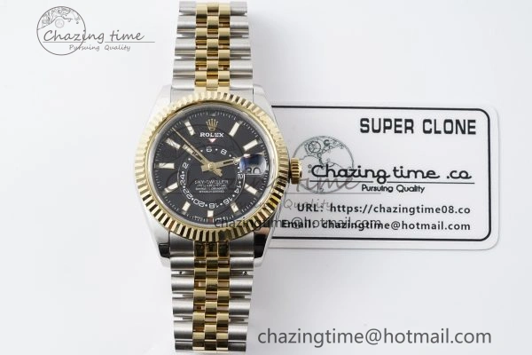 Skydweller SS YG Noob Best Edition Black Dial on SS YG Jubilee Bracelet A23J Comfortable 2122