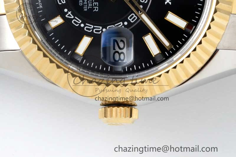 Skydweller SS YG Noob Best Edition Black Dial on SS YG Oyster Bracelet A23J Modern 2284