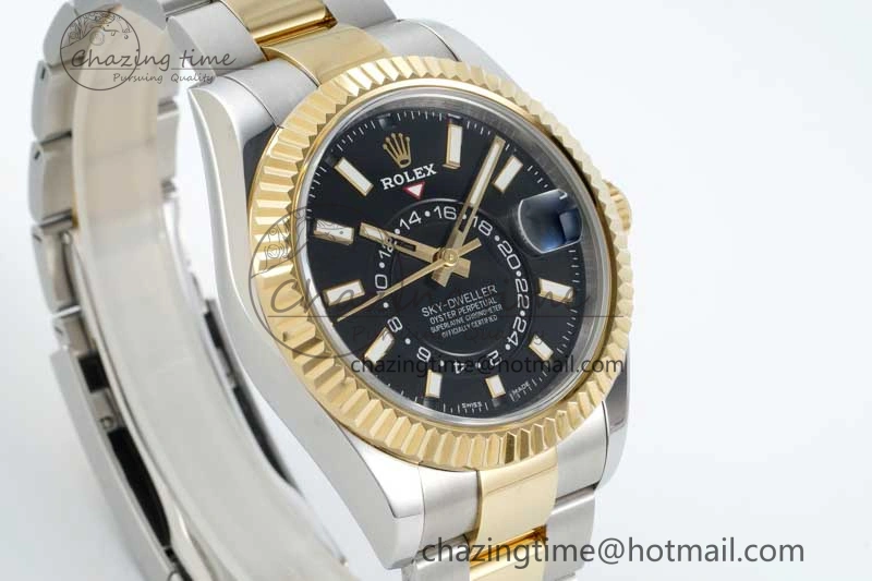 Skydweller SS YG Noob Best Edition Black Dial on SS YG Oyster Bracelet A23J Modern 2284