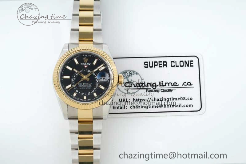 Skydweller SS YG Noob Best Edition Black Dial on SS YG Oyster Bracelet A23J Modern 2284