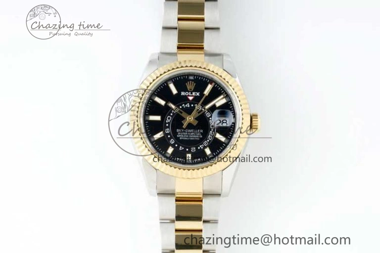 Skydweller SS YG Noob Best Edition Black Dial on SS YG Oyster Bracelet A23J Modern 2284