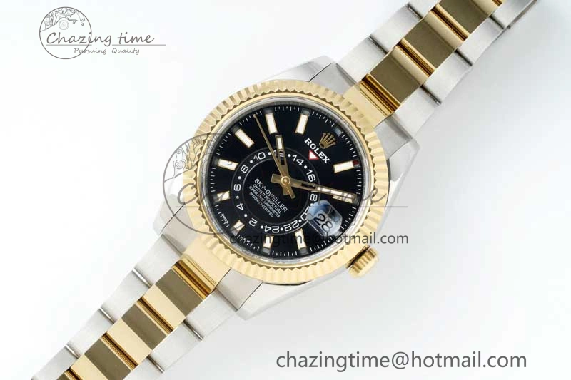 Skydweller SS YG Noob Best Edition Black Dial on SS YG Oyster Bracelet A23J Modern 2284