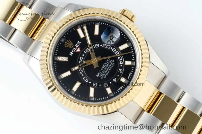 Skydweller SS YG Noob Best Edition Black Dial on SS YG Oyster Bracelet A23J Modern 2284