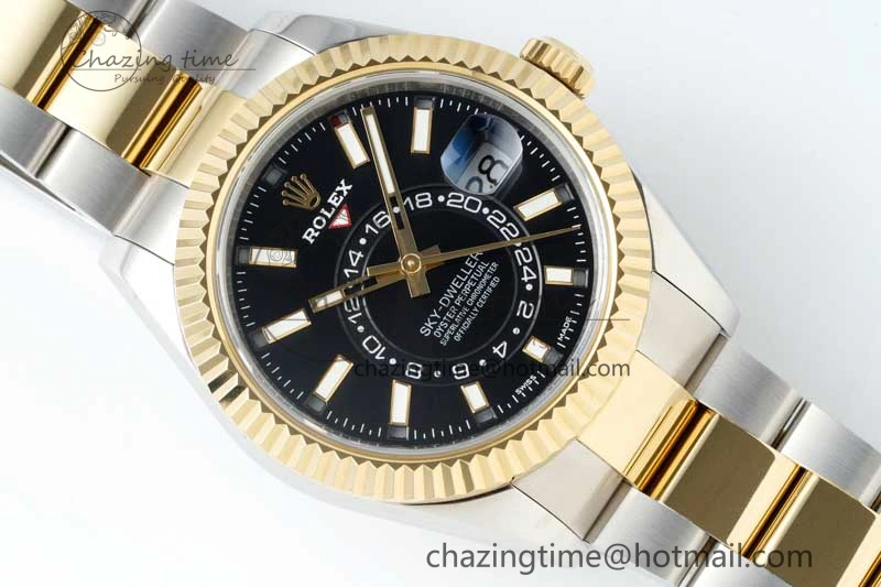 Skydweller SS YG Noob Best Edition Black Dial on SS YG Oyster Bracelet A23J Modern 2284