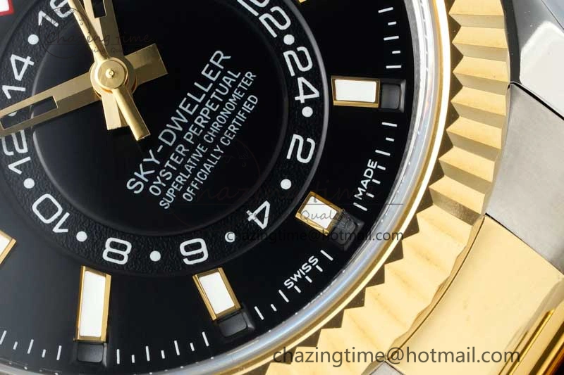 Skydweller SS YG Noob Best Edition Black Dial on SS YG Oyster Bracelet A23J Modern 2284