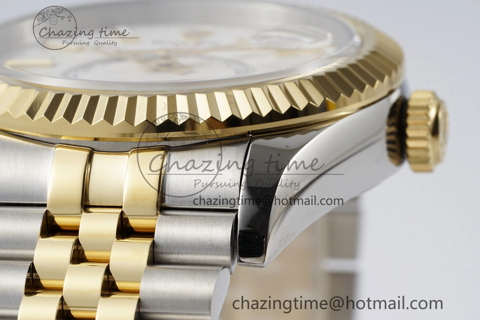 Sleek Skydweller SS YG Noob Best Edition White Dial on SS YG Jubilee Bracelet A23J 2125