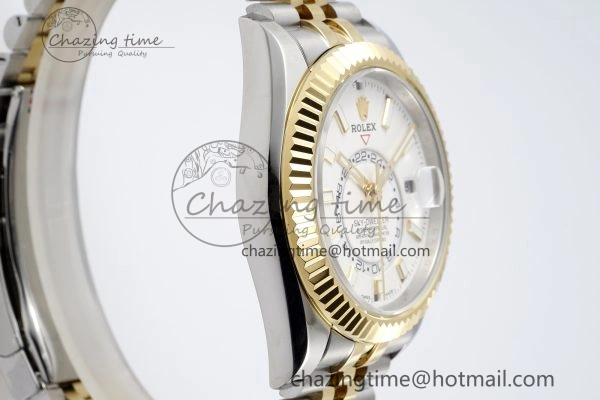 Sleek Skydweller SS YG Noob Best Edition White Dial on SS YG Jubilee Bracelet A23J 2125