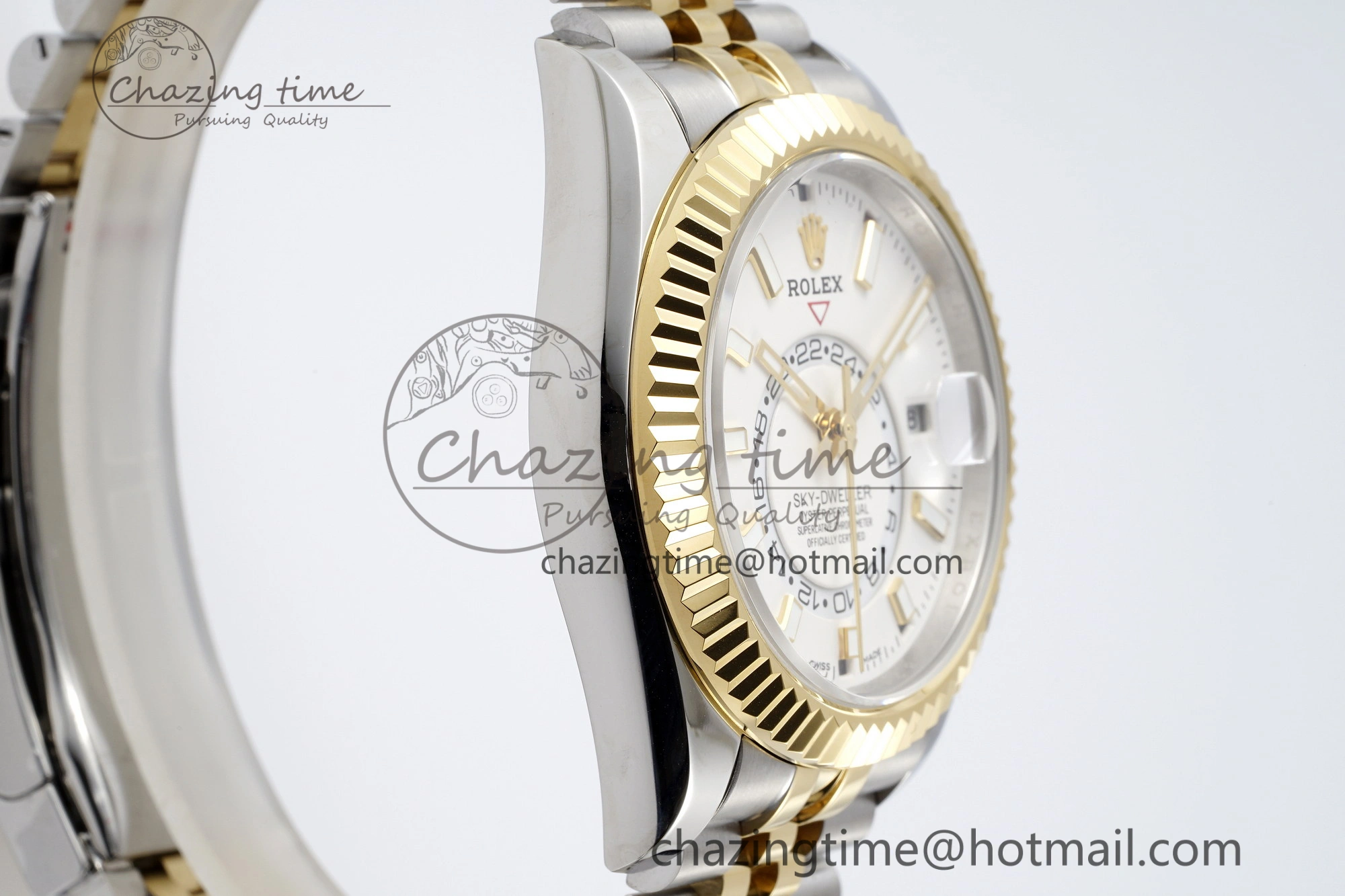 Sleek Skydweller SS YG Noob Best Edition White Dial on SS YG Jubilee Bracelet A23J 2125