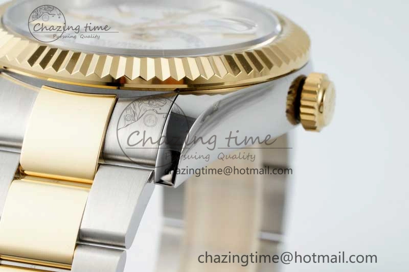 Bright Skydweller SS YG Noob Best Edition White Dial on SS YG Oyater Bracelet A23J 2287