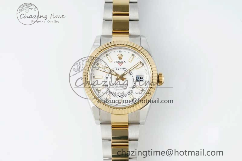 Bright Skydweller SS YG Noob Best Edition White Dial on SS YG Oyater Bracelet A23J 2287