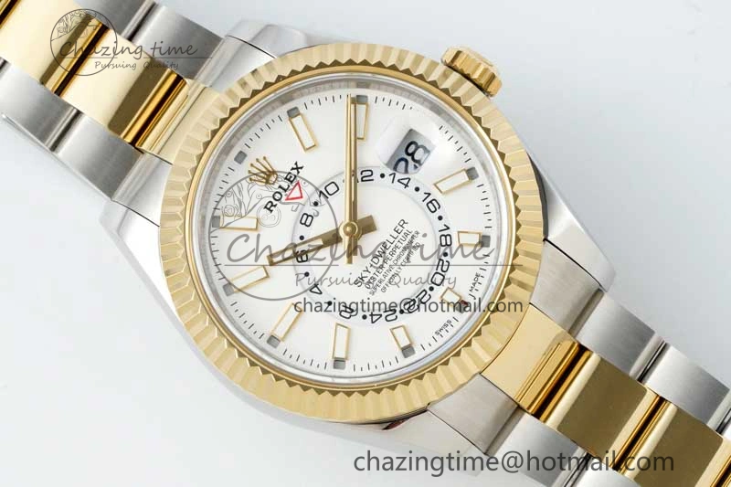 Bright Skydweller SS YG Noob Best Edition White Dial on SS YG Oyater Bracelet A23J 2287