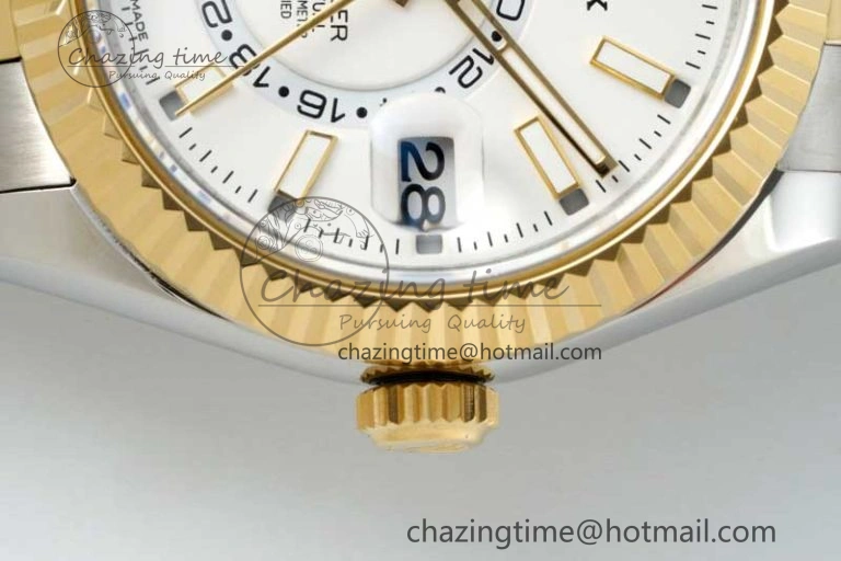 Bright Skydweller SS YG Noob Best Edition White Dial on SS YG Oyater Bracelet A23J 2287