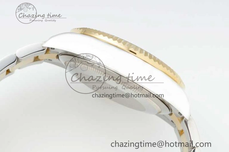Bright Skydweller SS YG Noob Best Edition White Dial on SS YG Oyater Bracelet A23J 2287