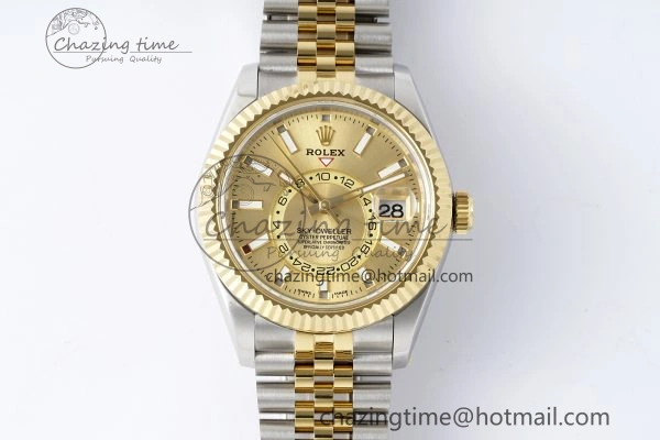 Soft Skydweller SS YG Noob Best Edition YG Dial on SS YG Jubilee Bracelet A23J 2126