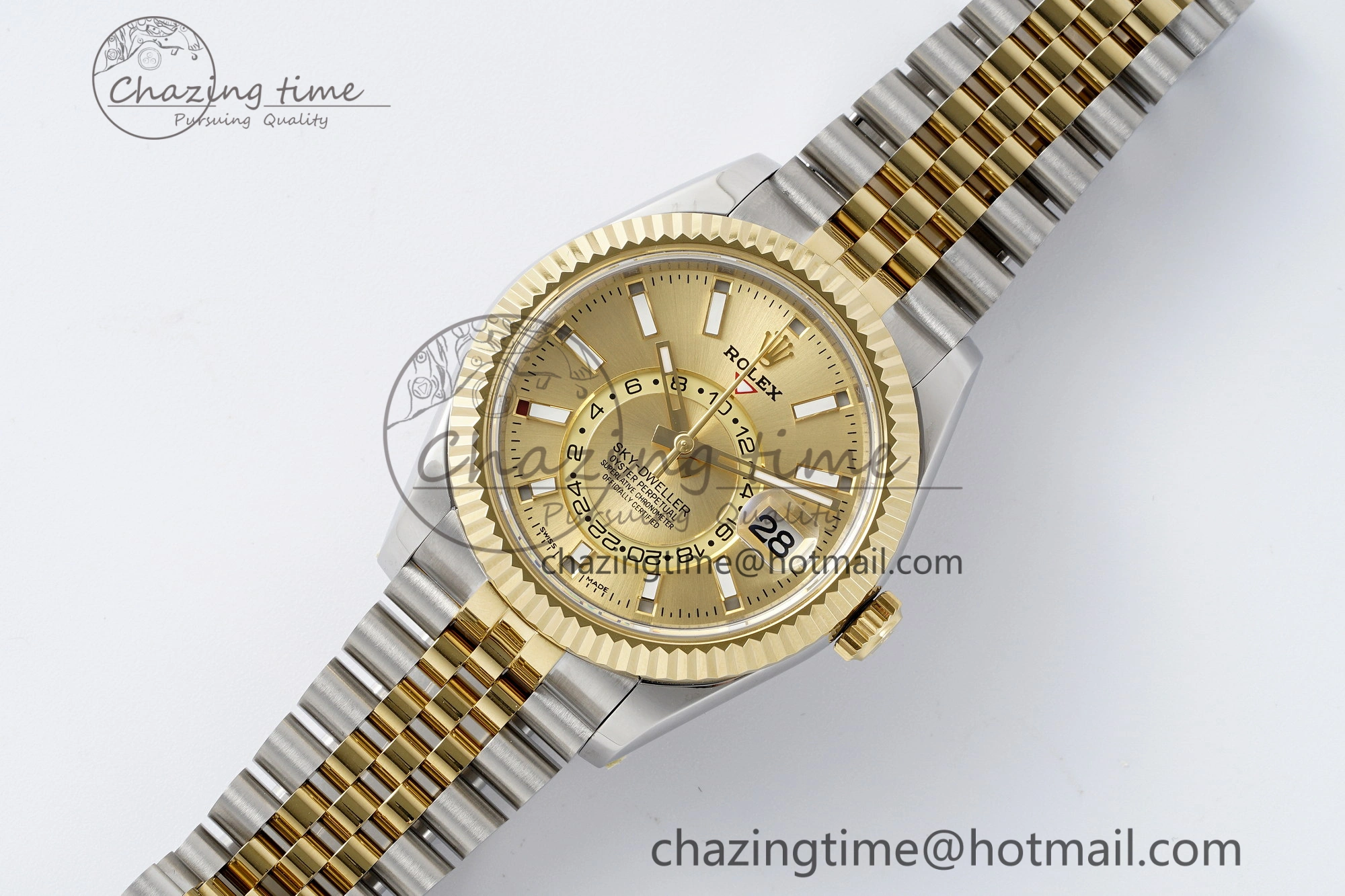 Soft Skydweller SS YG Noob Best Edition YG Dial on SS YG Jubilee Bracelet A23J 2126