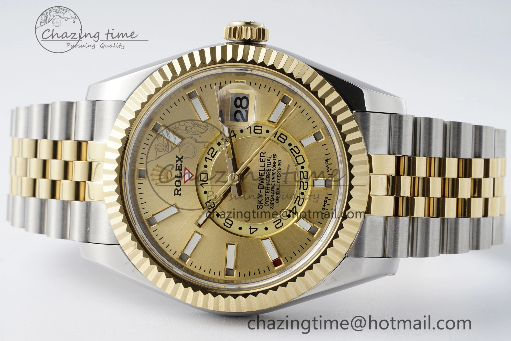 Soft Skydweller SS YG Noob Best Edition YG Dial on SS YG Jubilee Bracelet A23J 2126