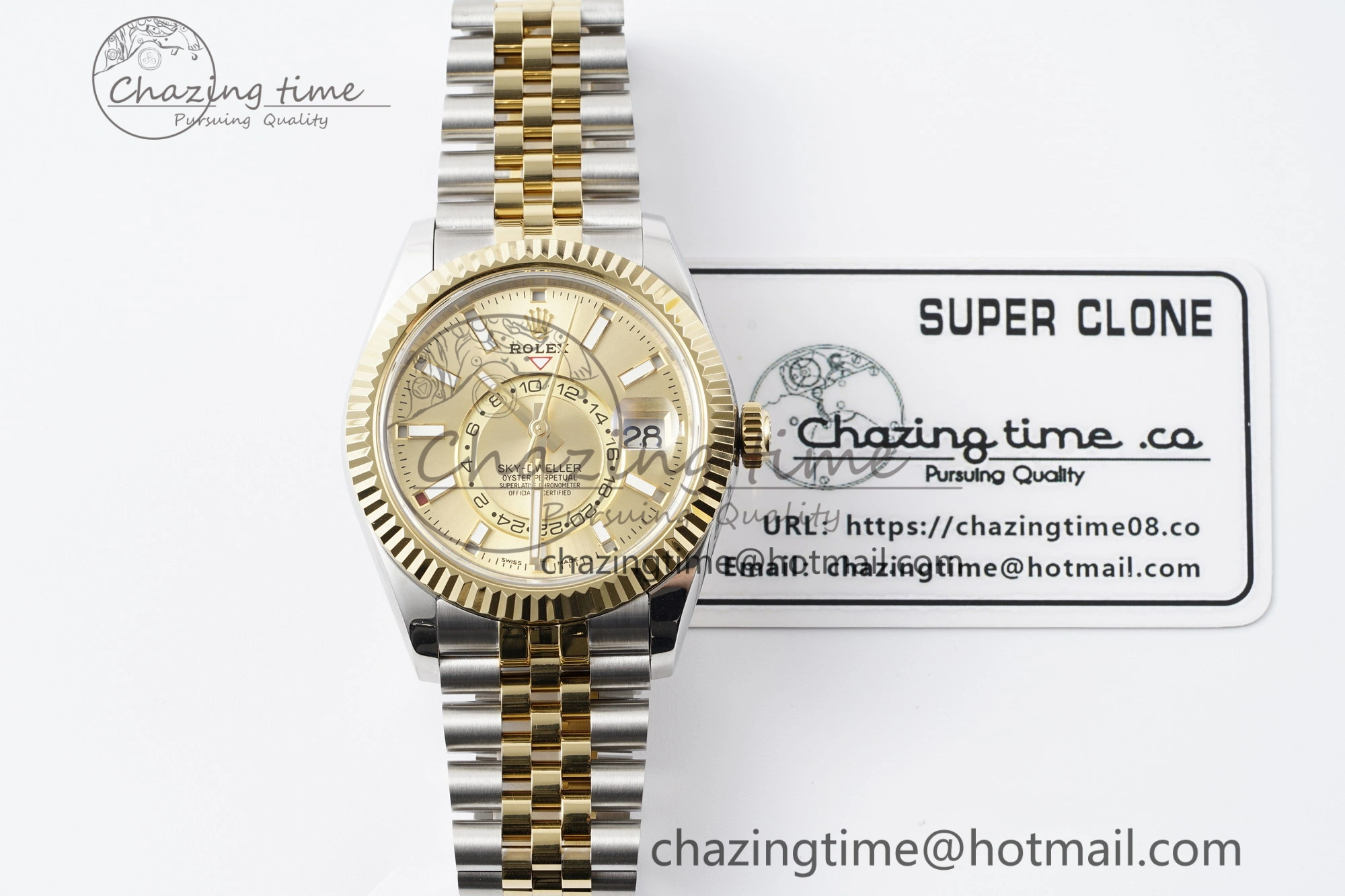 Soft Skydweller SS YG Noob Best Edition YG Dial on SS YG Jubilee Bracelet A23J 2126