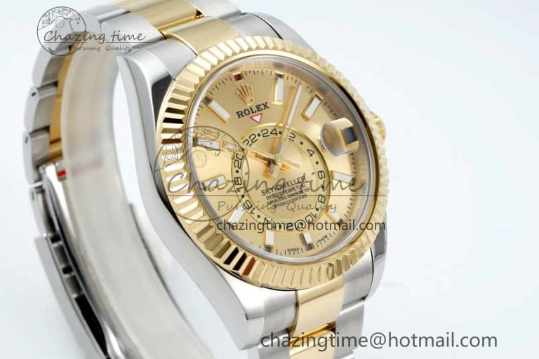 Soft Skydweller SS YG Noob Best Edition YG Dial on SS YG Oyster Bracelet A23J 2290