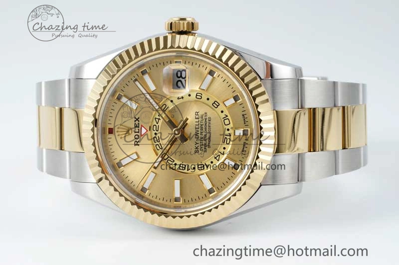 Soft Skydweller SS YG Noob Best Edition YG Dial on SS YG Oyster Bracelet A23J 2290