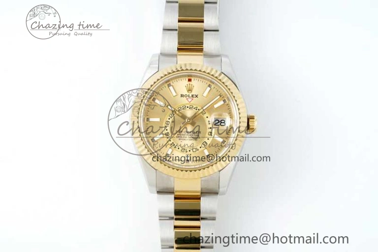 Soft Skydweller SS YG Noob Best Edition YG Dial on SS YG Oyster Bracelet A23J 2290