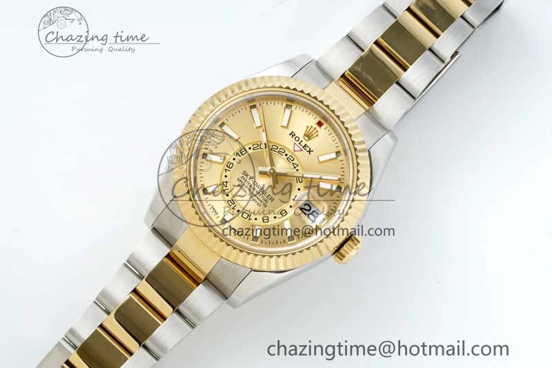 Soft Skydweller SS YG Noob Best Edition YG Dial on SS YG Oyster Bracelet A23J 2290